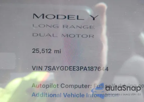 2023 Tesla Model Y Awd/Long Range Dual Motor All-Wheel Drive из США, поврежденный, VIN 7SAYGDEE3PA187644